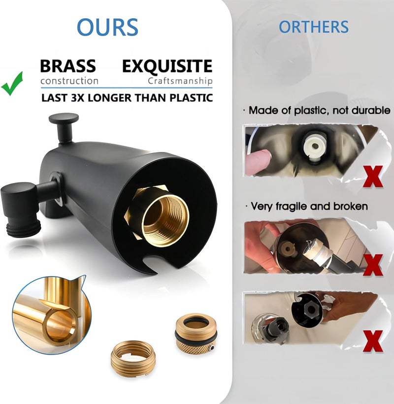 PROOX All Metal Tub Spout with Diverter Matte Black, Diverter Tub Spout for Hand Shower - Image 2